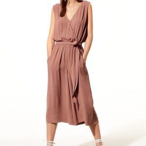 Aritzia Babaton Maximillian Draped Jumpsuit (with pockets!) in Mocha XXS